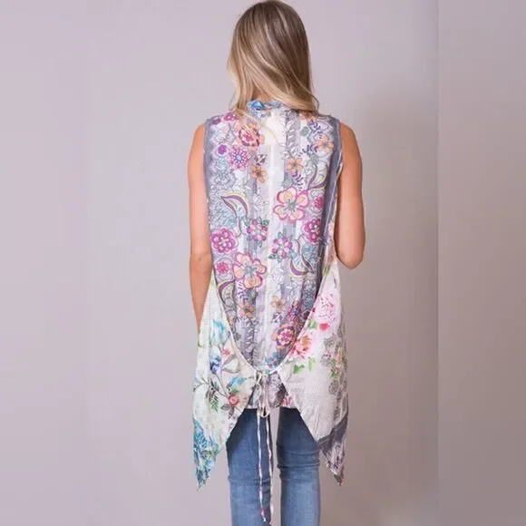 Johnny Was Floral Rayon Drawstring Tunic M